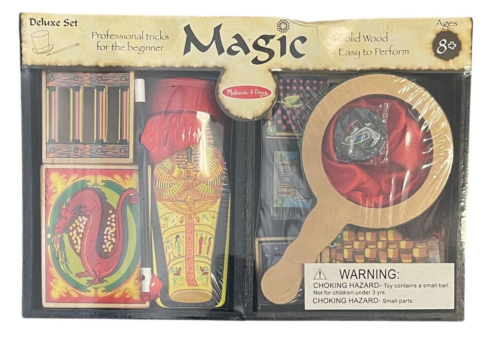 Melissa & Doug Deluxe Magic Set Wooden Storage Box And Pieces NEW SEALED